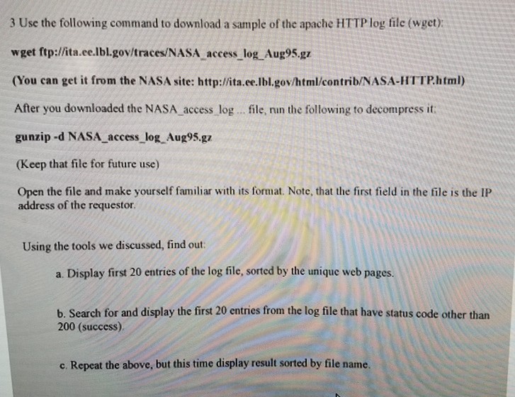 Solved 3 Use The Following Command To Download A Sample Of Chegg Com