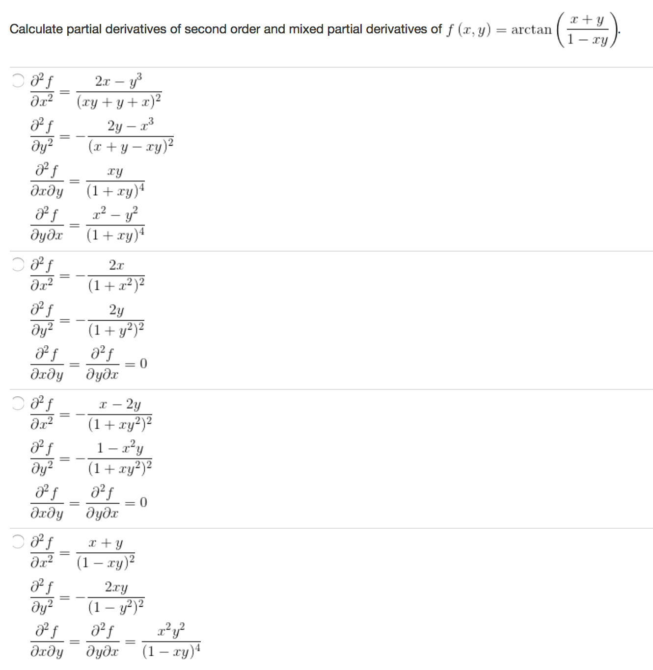 Solved Calculate Partial Derivatives Of Second Order And Chegg Com