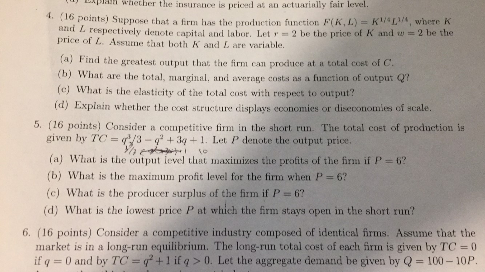 Solved Suppose That A Firm Has The Production Function F Chegg Com