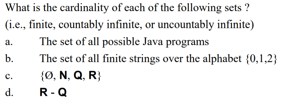 Solved What Is The Cardinality Of Each Of The Following S Chegg Com