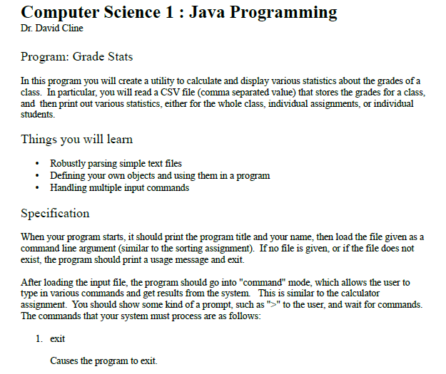 Solved Computer Science 1 Java Programming Dr David Clin Chegg Com