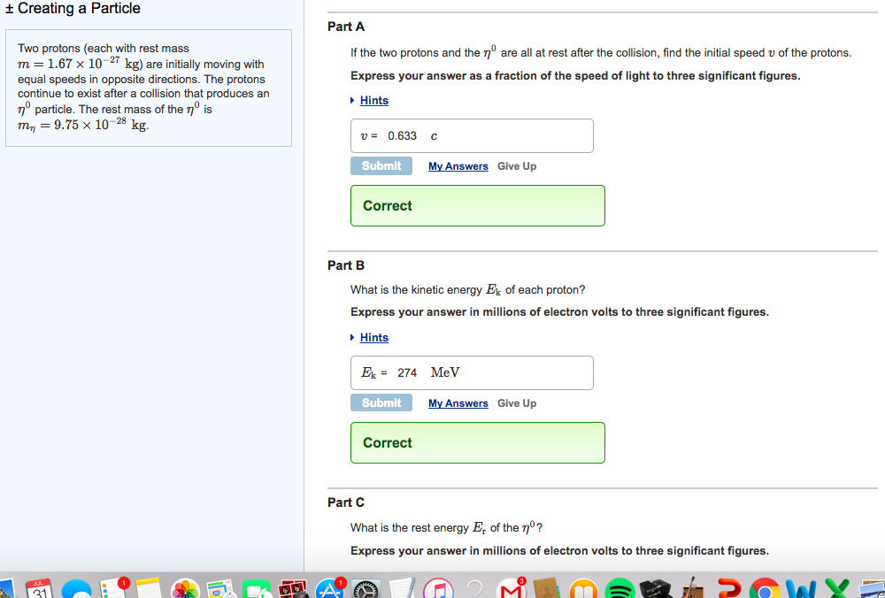 Solved Two Protons (each With Rest Mass M=1.67×10−27kg) A...