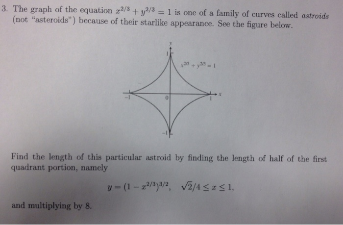 Solved The Graph Of The Equation X 2 3 Y 2 3 1 Is One Chegg Com