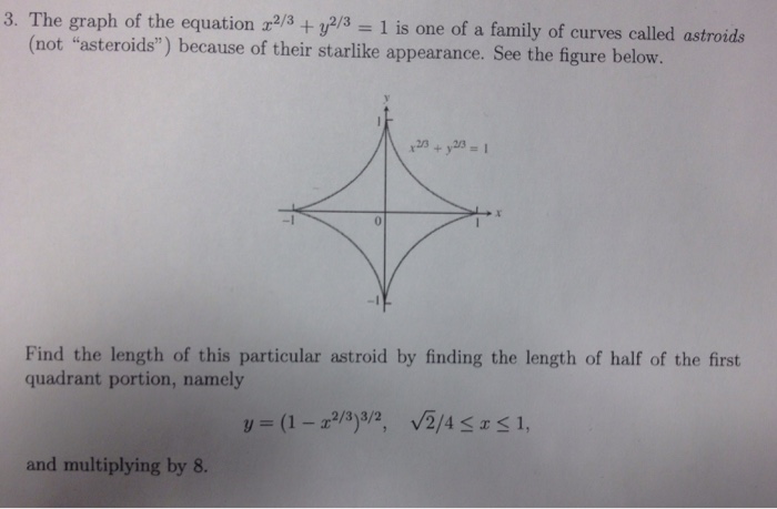 Solved The Graph Of The Equation X 2 3 Y 2 3 1 Is One Chegg Com