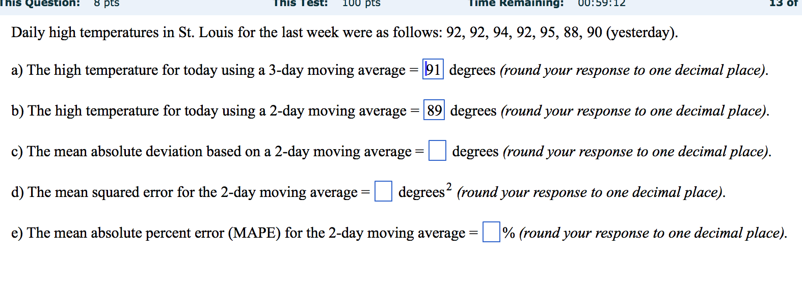 Daily High Temperatures In St Louis For The Last Chegg Com