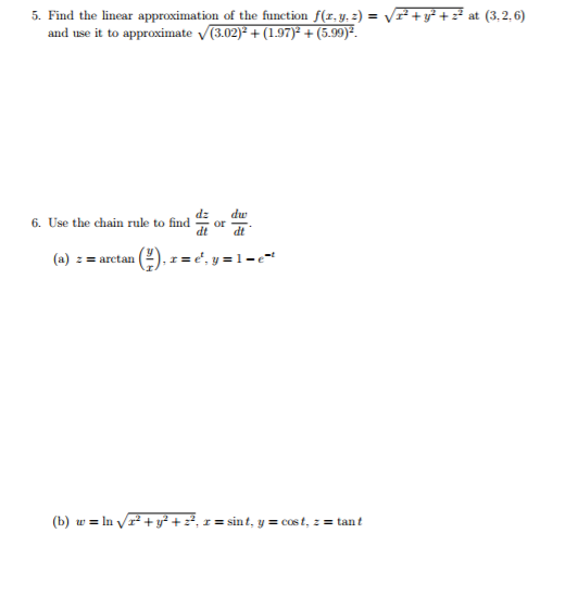 Solved 5 Find The Linear Approximation Of The Function F Chegg Com