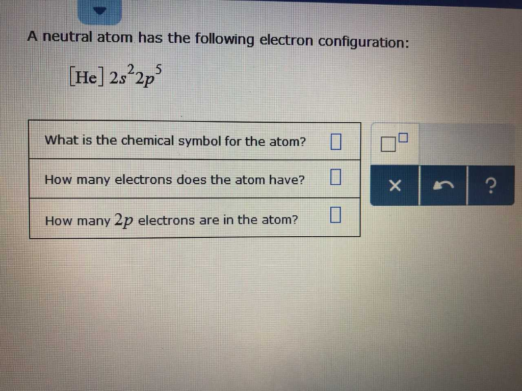 Solved A Neutral Atom Has The Following Electron Configur