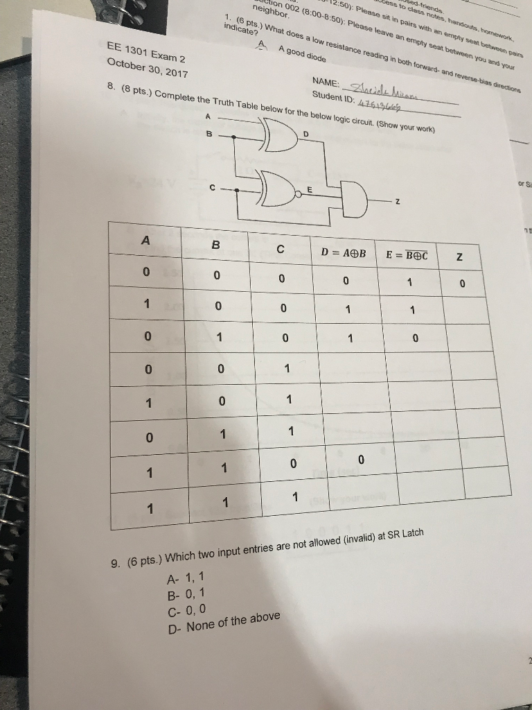 Solved On 002 8 00 8 50 Please Leave An Empty Seat Bet