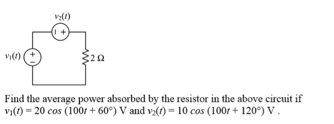 Solved Find The Average Power Absorbed By The Resistor In Chegg Com