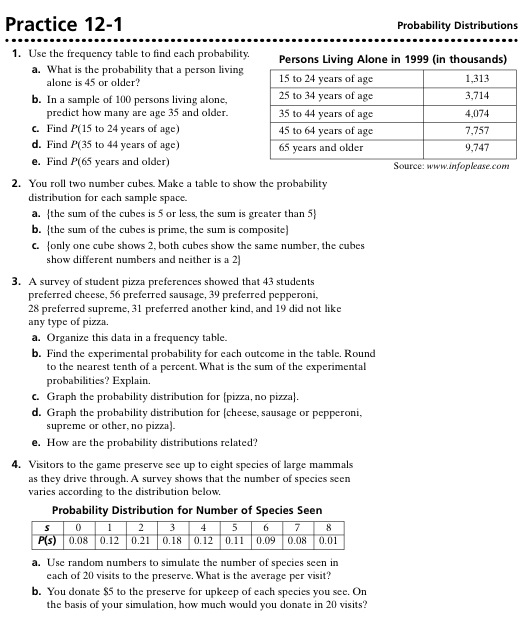 Practice 12 1 Probability Distributions 1 Use The Chegg 