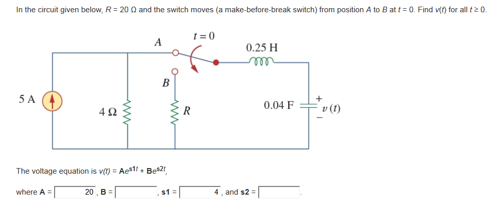 Solved In The Circuit Given Below R And The Switch Chegg Com