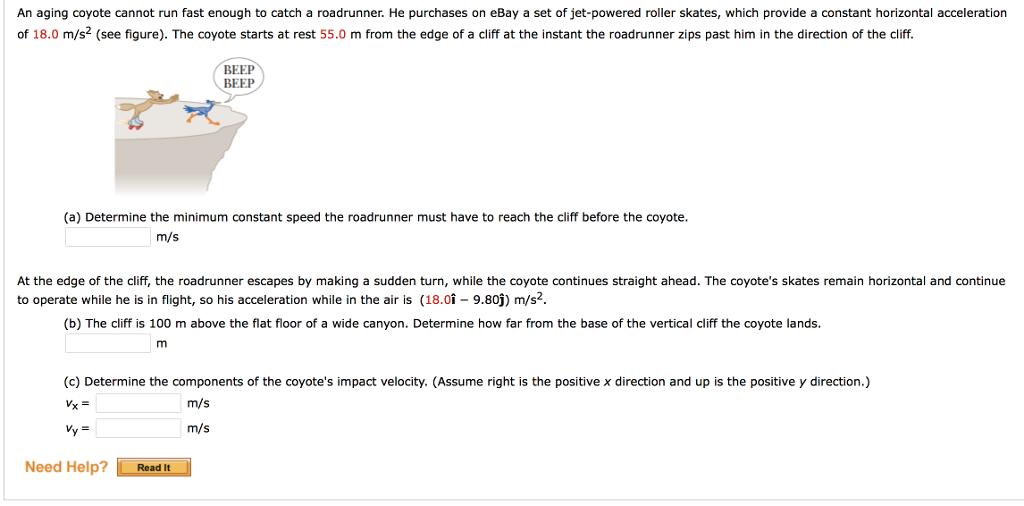 Solved An Aging Coyote Cannot Run Fast Enough To Catch A Chegg Com