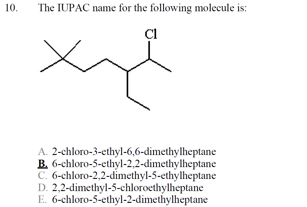 Solved The Iupac Name For The Following Molecule Is 2 Ch