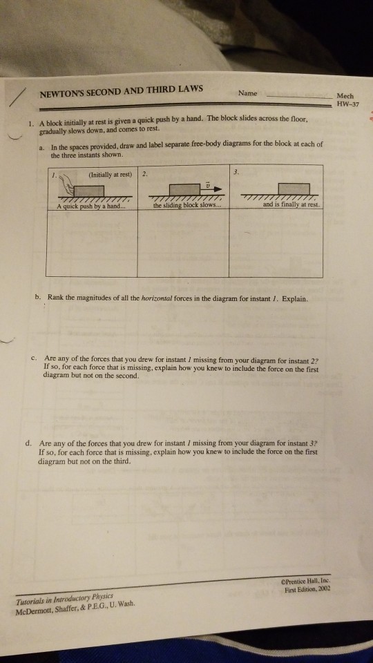 Newton S Second And Third Laws Name Mech Hw 37 A Chegg 