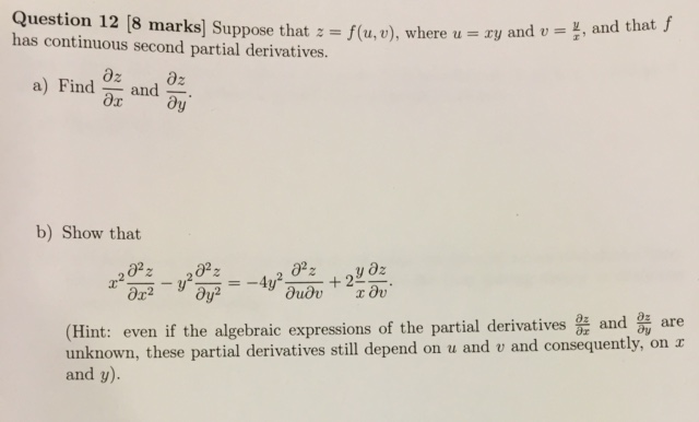 Question 12 8 Marks Suppose That Z F U V W Chegg Com