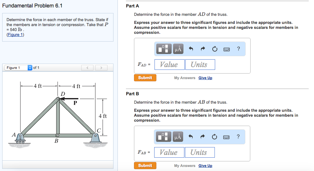 Solved Determine the force in each member of the truss. | Chegg.com