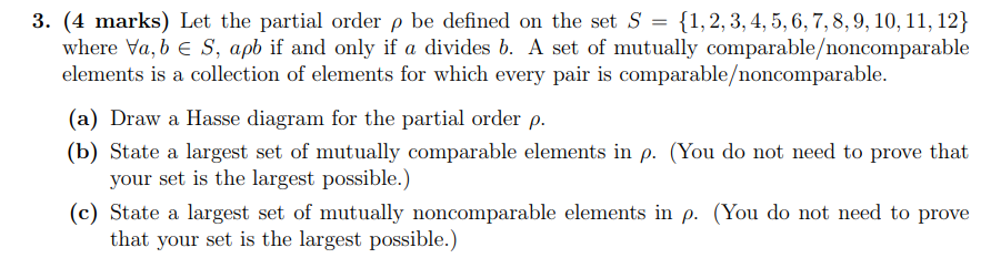 Solved 3 4 Marks Let The Partial Order P Be Defined On Chegg Com