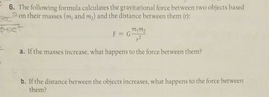 6 The Following Formula Calculates The Gravitational Chegg Com
