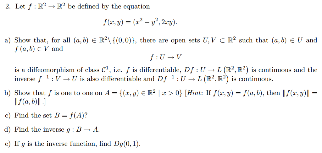 Solved Let F R 2 Rightarrow R 2 Be Defined By The Equati Chegg Com