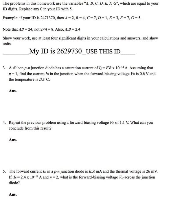 Solved The Problems In This Homework Use The Variables A Chegg Com