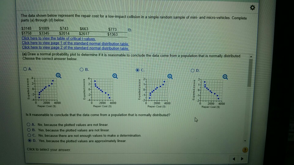 The The Cost Repair ... Solved: For Data Represent Below Shown