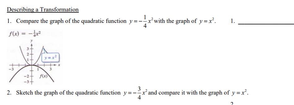 Solved L Compare The Graph Of The Quadratic Function Y Chegg Com