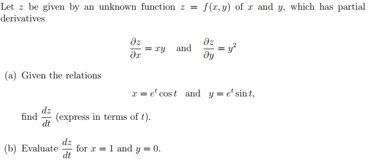 Solved Let Z Be Given By An Unknown Function Z F X Y O Chegg Com