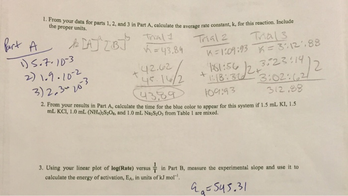 rates of chemical reactions a clock reaction lab report