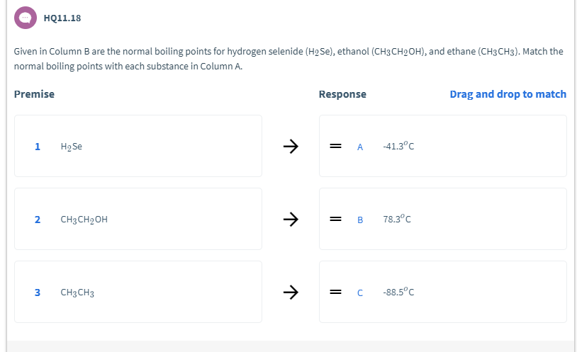 Solved Hq11 18 Given In Column B Are The Normal Boiling Chegg Com