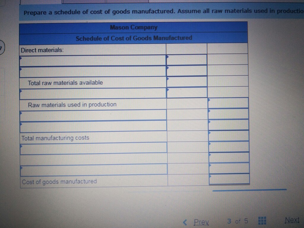 Solved Exercise 3-6 Schedules ot Cost ot Goods Manutactured 