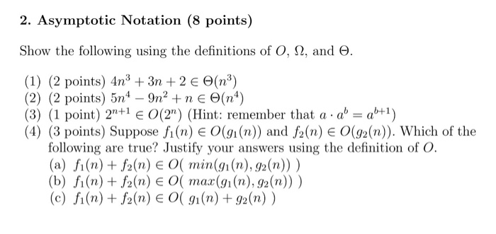 Solved Show The Following Using The Definitions Of O Ohm Chegg Com