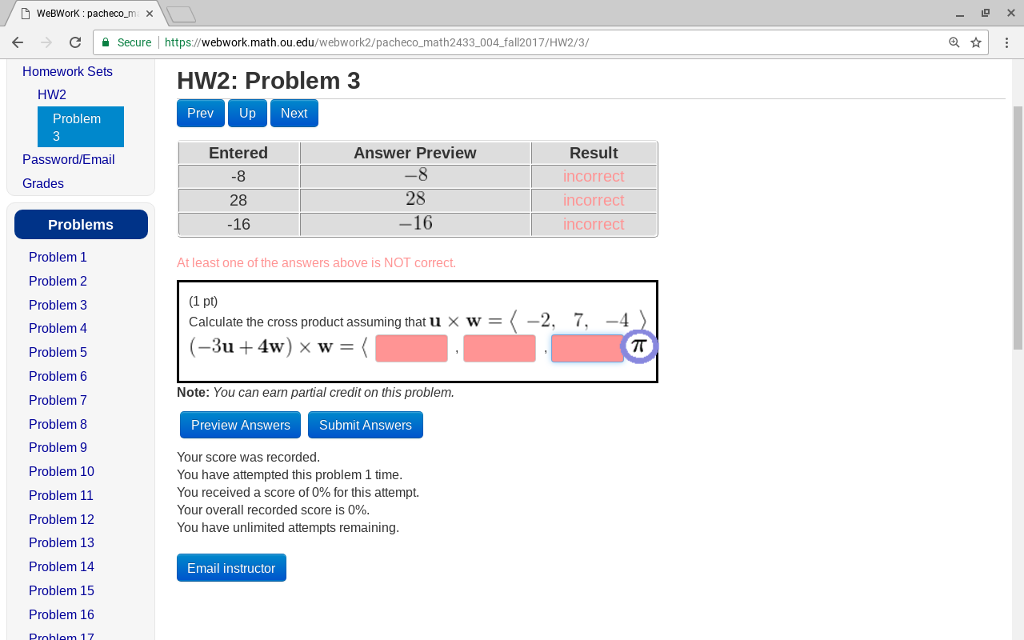 Solved Calculate The Cross Product Assuming That U X W Chegg Com