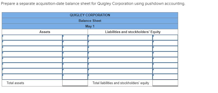 Question & Answer: On May 1, Burns Corporation acquired 100 percent of the outstanding ownership shares of Quigley Corporation in exchange for $702,500 ca..... 1