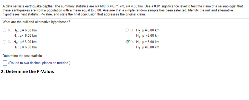 Solved A Data Set Lists Earthquake Depths The Summary St Chegg Com