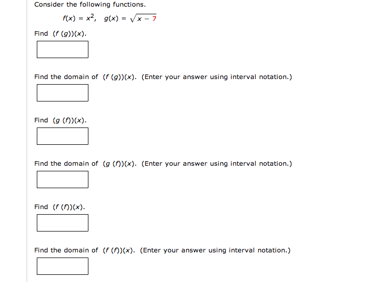 Consider The Following Functions F X X 2 G X Chegg Com