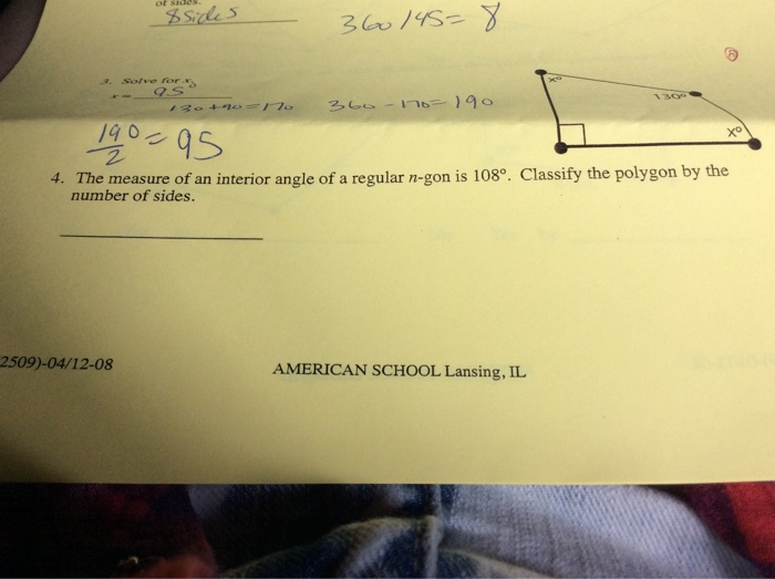 Solved The Measure Of An Interior Angle Of A Regular N Go