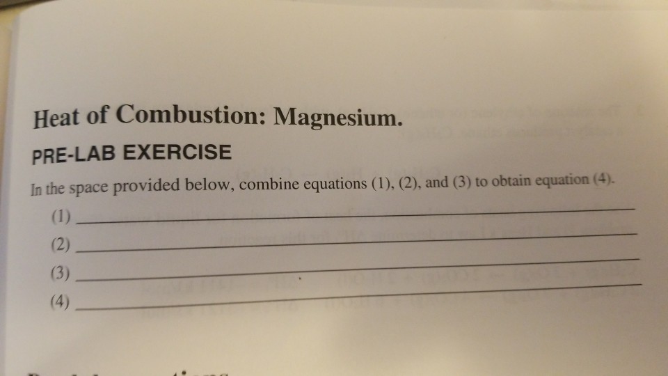 heat of combustion of magnesium
