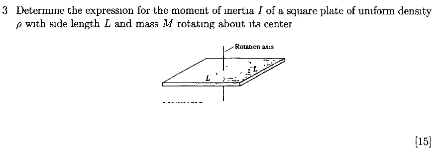 Moment Of Inertia Of Square Plate Integrating From L 2 To