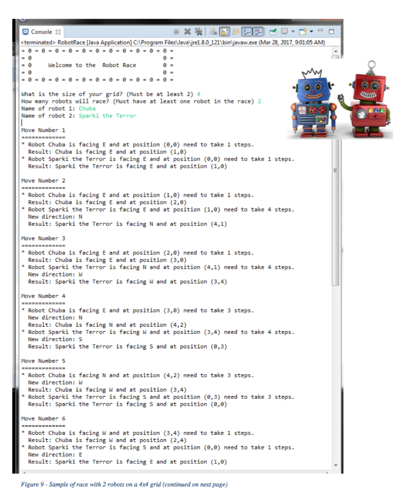 Console Terminated Robotrace Java Application Ca Chegg Com