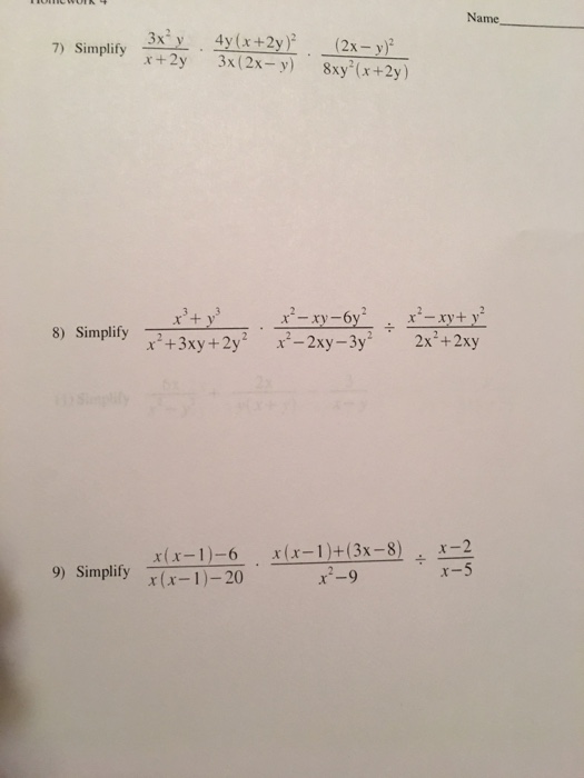 Solved Simplify 3x 2y X 2y 4y X 2y 2 3x 2x Y 2 Chegg Com