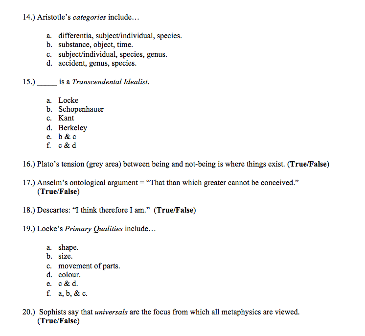 Questions on Aristotles Categories