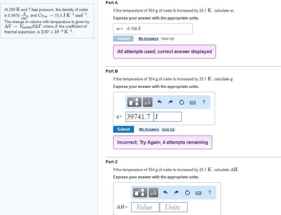 Solved Part A At 298 K And 1 Bar Pressure The Density Of Chegg Com