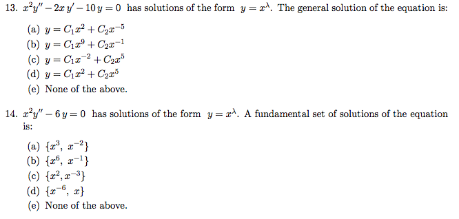 Solved X 2y 2x Y 10 Y 0 Has Solutions Of The Form Y Chegg Com