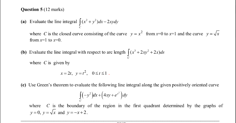 Evaluate The Line Integral Integral C X 2 Y 2 Dx Chegg Com