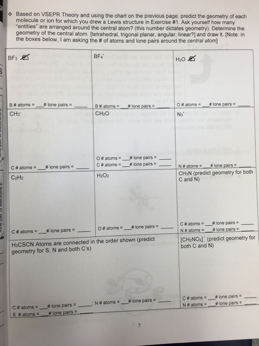 Solved Based On Vsepr Theory And Using The Chart On The P