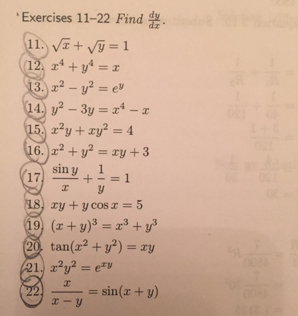 Solved Find Dy Dx 11 X Y 1 12 X 4 Y 4 X 13 X 2 Chegg Com