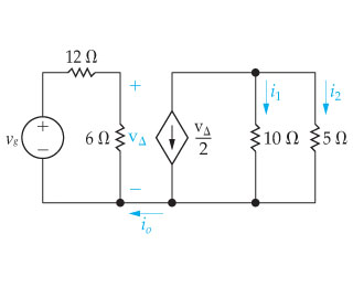 The source voltage vg in the circuit in