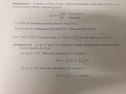 A Random Variable X Has A Uniform Distribution On Chegg Com