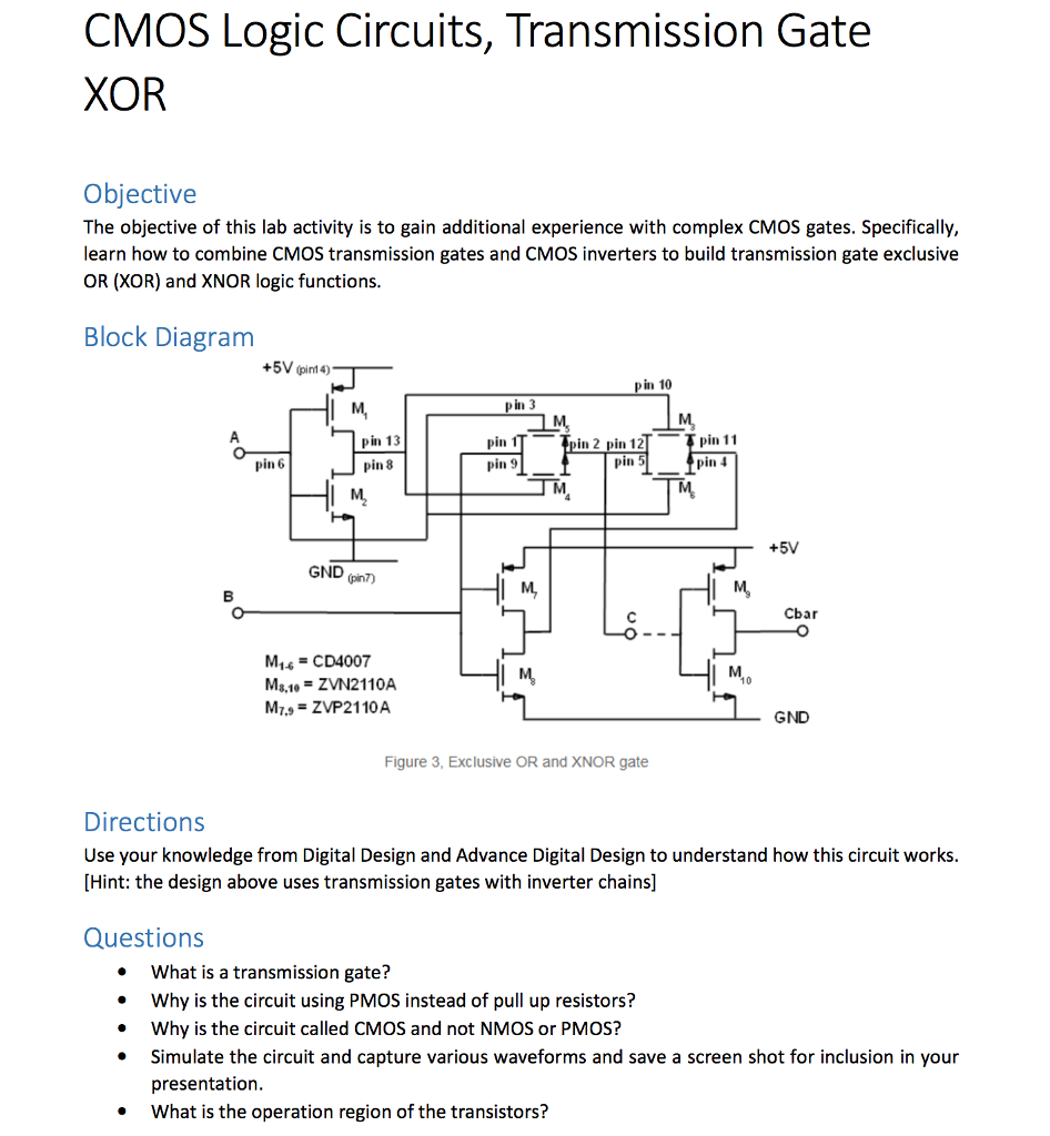 Solved Cmos Logic Circuits Transmission Gate Xor Objecti Chegg Com