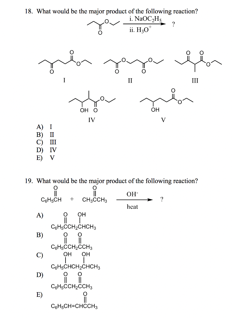 18 What Would Be The Major Product Of The Following Chegg Com